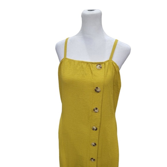 Le Lis Asymmetric Button Front Midi Dress Size Medium Yellow - Picture 2 of 9